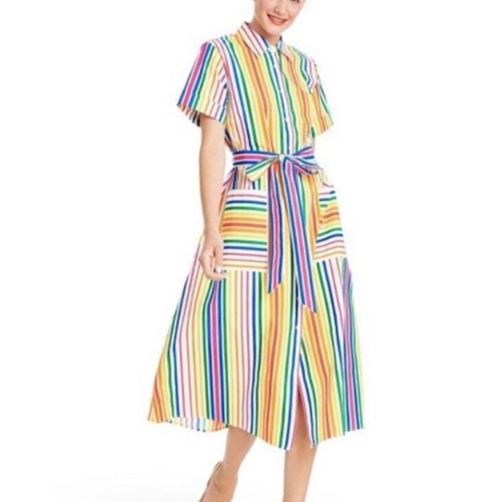 Christopher John Rogers Target Rainbow 🌈 Multicolor Striped Dress Size 8 M L